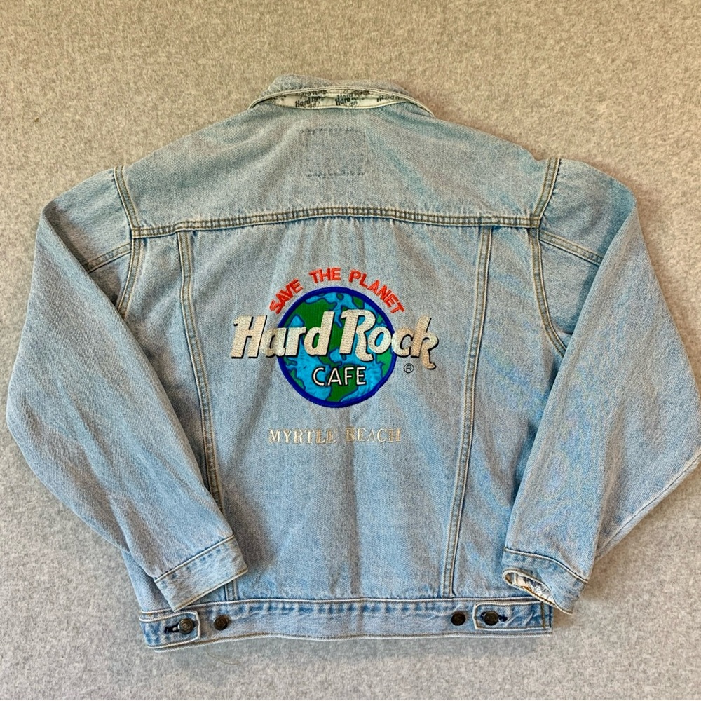 VTG Levi Hard Rock Save The Planet Myrtle Beach Men’s Blue Denim Jean Jacket M